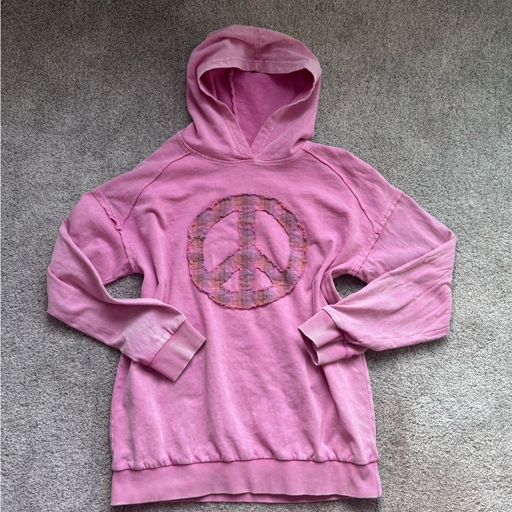 Easel Boutique Pink Peace Sign Hoodie